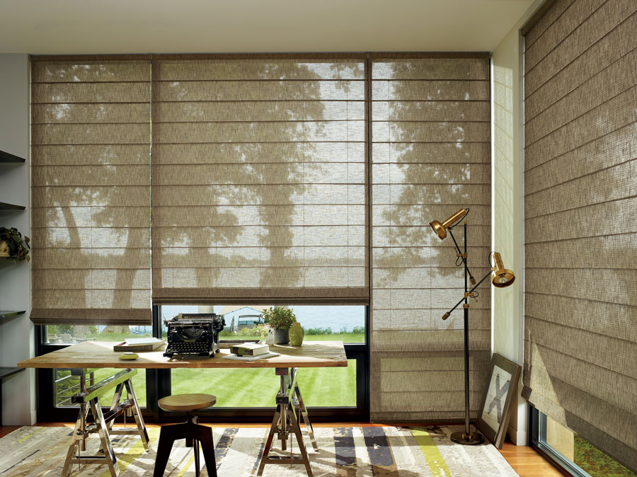 automated alustra fabric blinds in office of st. paul home