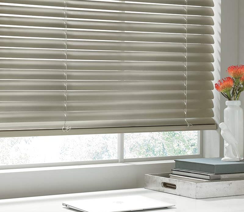 contemporary home office space automatic horizontal blinds in Burnsville, MN