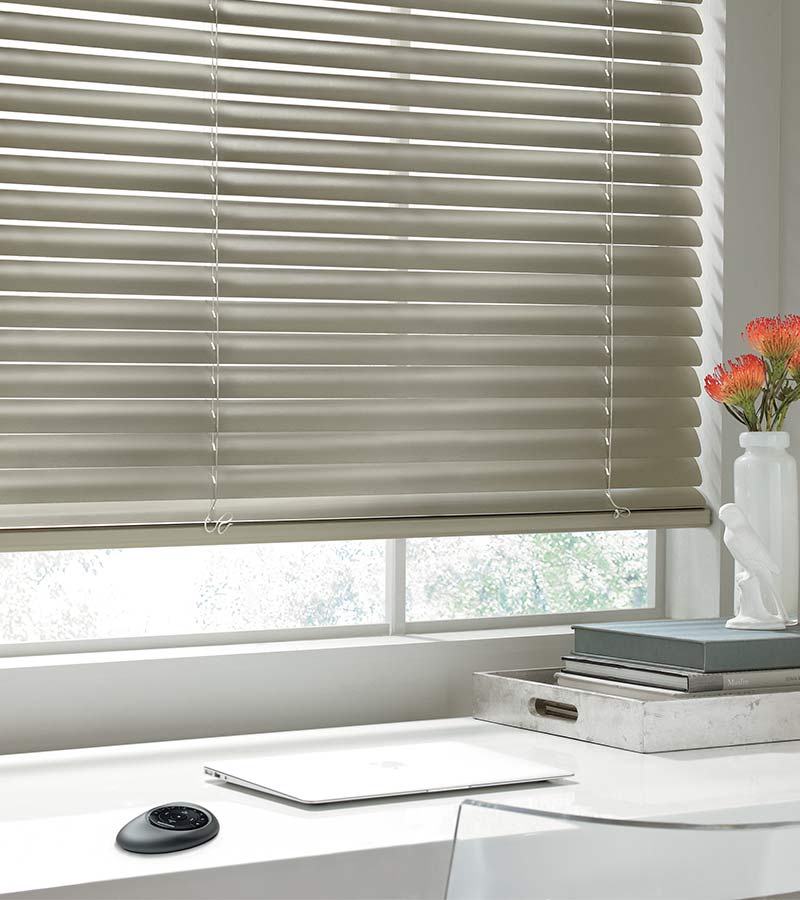 contemporary home office space automatic horizontal blinds in Burnsville, MN