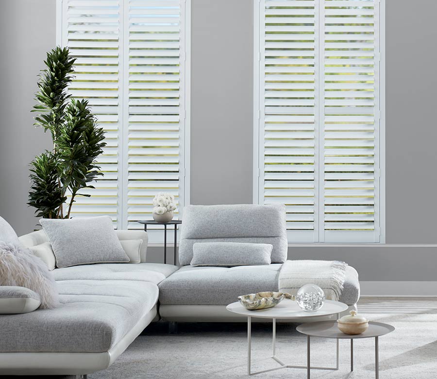 pet friendly floor to ceiling white shutters in maple grove, MN